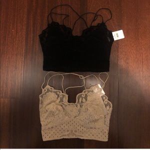 Two Free People Bralettes Black/Nude